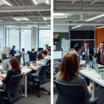 Contrasting work environments in Germany and Italy showing different office cultures