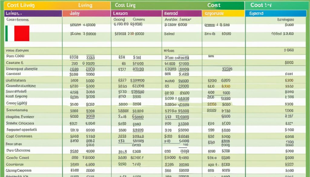 Cost of Living Comparison Chart