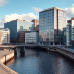 Dublin's tech hub skyline showcasing the entrepreneurial journey in Ireland