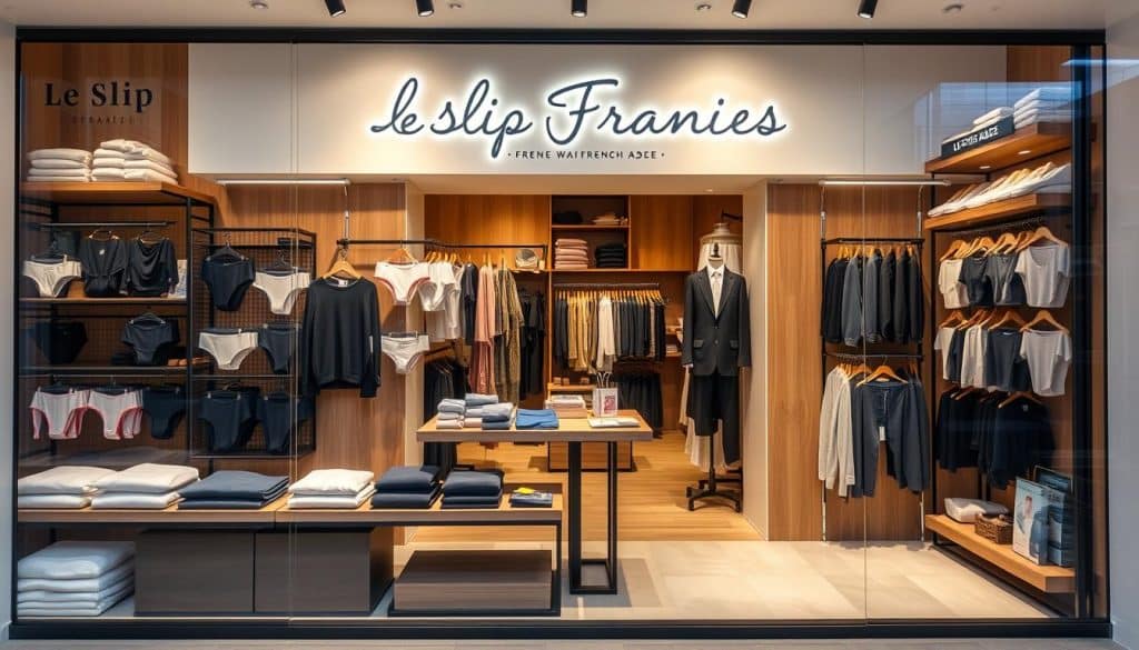 Le Slip Français store showing French-made clothing and brand identity