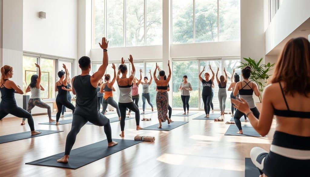 Modern wellness center in Singapore offering yoga and fitness classes, representing health businesses among top 70 small business ideas in Singapore for foreigners