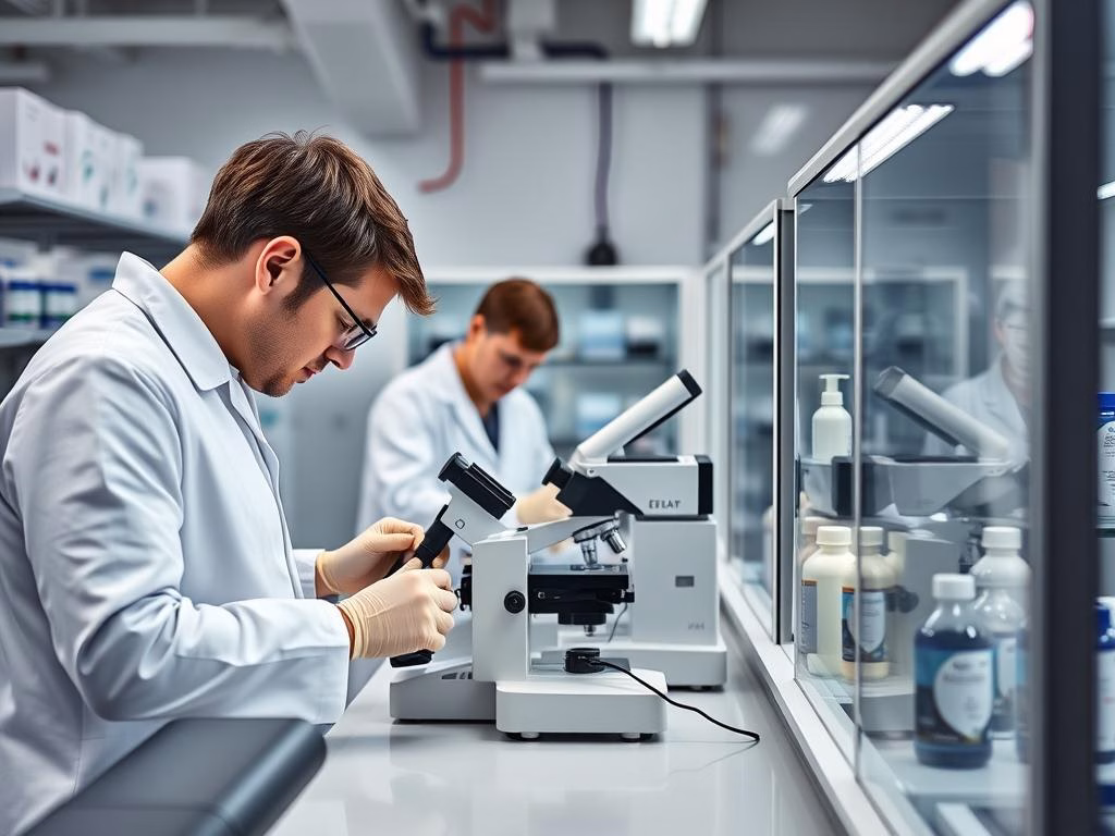 Scientists working in a modern pharmaceutical laboratory in Ireland
