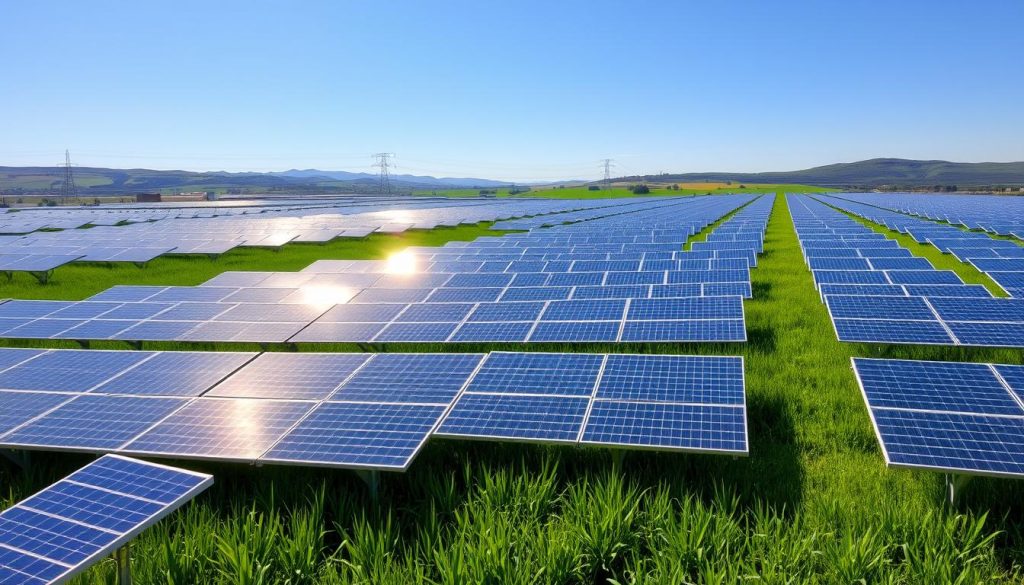 solar power panels in a field